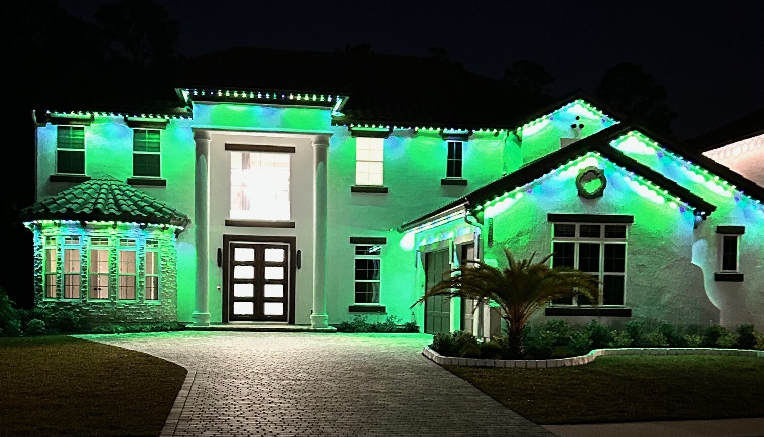 green outdoor housing lighting